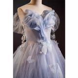 Niulatu Ball Gown Strapless Tulle Blue Sweet 16 Dresses HZ1110