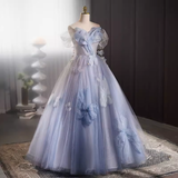 Niulatu Ball Gown Strapless Tulle Blue Sweet 16 Dresses HZ1110