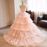 Niulatu Ball Gown Straps Tulle Pink Sweet 16 Dresses HZ1110