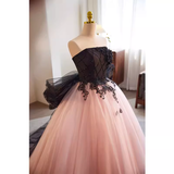 Niulatu Ball Gown Strapless Tulle White Pink Sweet 16 Dresses HZ1110