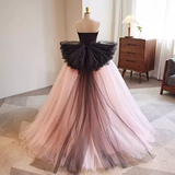 Niulatu Ball Gown Strapless Tulle White Pink Sweet 16 Dresses HZ1110