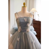 Niulatu Ball Gown Strapless Tulle Gray Sweet 16 Dresses HZ1110