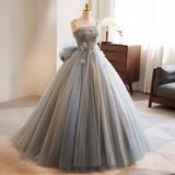 Niulatu Ball Gown Strapless Tulle Gray Sweet 16 Dresses HZ1110