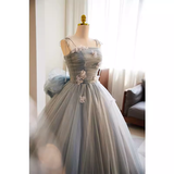 Niulatu Ball Gown Strapless Tulle Gray Sweet 16 Dresses HZ1110