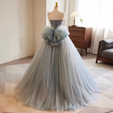 Niulatu Ball Gown Strapless Tulle Gray Sweet 16 Dresses HZ1110