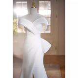 Niulatu Mermaid Straps White Satin Long Wedding Dresses HZ1110