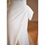Niulatu Mermaid Straps White Satin Long Wedding Dresses HZ1110