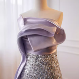Niulatu Mermaid Strapless Long Sequin Lilac Prom Dress HZ1110