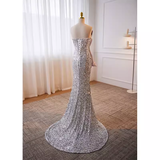 Niulatu Mermaid Strapless Long Sequin Lilac Prom Dress HZ1110