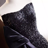 Niulatu Mermaid Strapless Long Sequin Black Prom Dress HZ1110
