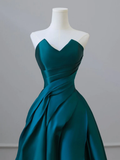 Niulatu Satin Dark Green Long Prom Dress HZ1110