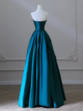Niulatu Satin Dark Green Long Prom Dress HZ1110
