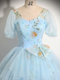 Niulatu Ball Gown Blue Lace Long Sweet 16 Dress HZ1110