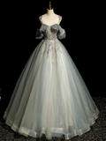 Niulatu Ball Gown Tulle Sequin Lace Long Evening Dress Sweet 16 Dress HZ1110