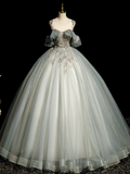 Niulatu Ball Gown Tulle Sequin Lace Long Evening Dress Sweet 16 Dress HZ1110