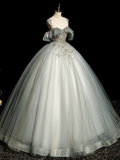 Niulatu Ball Gown Tulle Sequin Lace Long Evening Dress Sweet 16 Dress HZ1110
