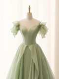 Niulatu Sage Green Tulle Long Prom Dress HZ1110