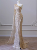 Niulatu One Shoulder Sequin Long Prom Dress HZ1110