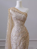 Niulatu One Shoulder Sequin Long Prom Dress HZ1110
