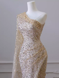 Niulatu One Shoulder Sequin Long Prom Dress HZ1110