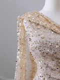 Niulatu One Shoulder Sequin Long Prom Dress HZ1110
