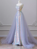 Niulatu Mermaid Straps Sequin Long Prom Dress HZ1110