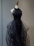 Niulatu Mermaid Sequin Black Long Prom Dress HZ1110