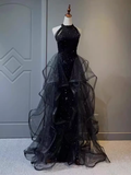 Niulatu Mermaid Sequin Black Long Prom Dress HZ1110