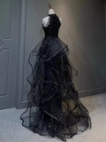 Niulatu Mermaid Sequin Black Long Prom Dress HZ1110