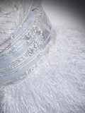 Niulatu A Line Off The Shoulder Silver Gray Feathers Long Prom Dress HZ1110