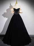 Niulatu Black Velvet Long Prom Dress HZ1110