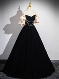 Niulatu Black Velvet Long Prom Dress HZ1110