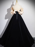 Niulatu Black Velvet Long Prom Dress HZ1110