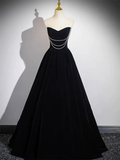 Niulatu Black Velvet Long Prom Dress HZ1110