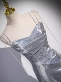 Niulatu Straps Silver Sequin Long Prom Dress HZ1110