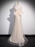 Niulatu High Neckline Sequin Long Prom Dress HZ1110