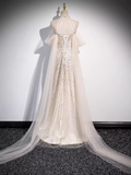 Niulatu High Neckline Sequin Long Prom Dress HZ1110