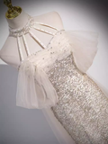 Niulatu High Neckline Sequin Long Prom Dress HZ1110