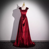 Niulatu A line Strapless Velvet Burgundy Long Prom Dress HZ1110