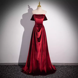 Niulatu A line Strapless Velvet Burgundy Long Prom Dress HZ1110