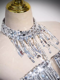 Niulatu Sheath Strapless Sequin Silver Long Prom Dress HZ1110