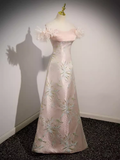 Niulatu A Line Strapless Satin Pink Long Prom Dress HZ1110