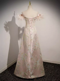 Niulatu A Line Strapless Satin Pink Long Prom Dress HZ1110