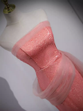 Niulatu Mermaid Strapless Pink Long Prom Dress HZ1110