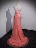 Niulatu Mermaid Strapless Pink Long Prom Dress HZ1110
