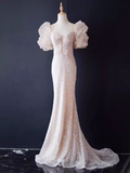 Niulatu Mermaid Light Pink Long Prom Dress HZ1110