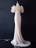 Niulatu Mermaid Light Pink Long Prom Dress HZ1110