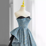 Niulatu Gown Strapless Blue Long Prom Dress HZ1110