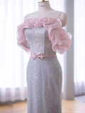 Niulatu Strapless Sequin Long Prom Dress HZ1110