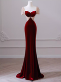 Niulatu Short Sleeves Burgundy Long Prom Dress HZ1110